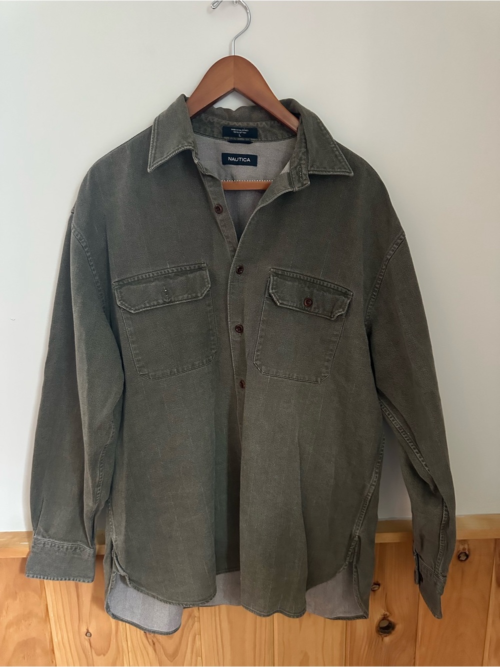 Nautica Olive Green Corduroy Shirt Jacket